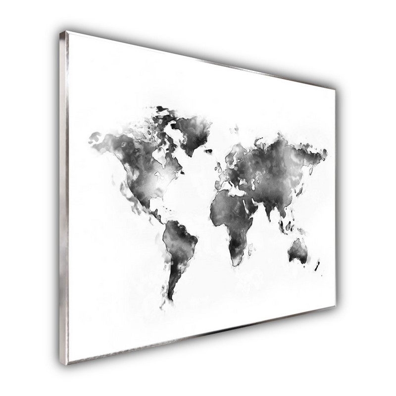 STEINFELD® Glas Infrarotheizung mit Motiv Weiße Weltkarte